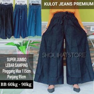 CELANA KULOT JEANS POLOS UKURAN JUMBO / KULOT JEANS JUMBO / KULOT JEANS HIGH WAIST JUMBO / KULOT JEANS PINGGANG KARET TALI SERUT BIG SIZE XXL / KULOT JEANS WASH HIGHT WAIST PREMIUM / KULOT JINS JUMBO / CELANA KULOT DENIM JUMBO