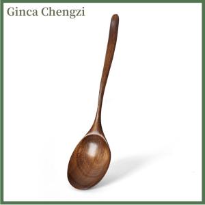 Ginca Spoons Wooden Soup Spoon Eco Friendly Tableware Natural Ellipse Wooden Ladle