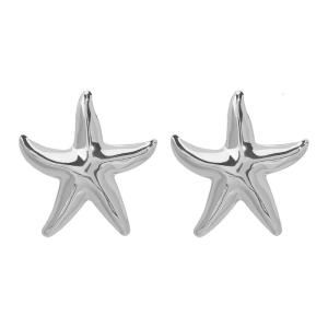 Glossy 2 Tone Starfish Earrings Versatile Alloy Starfish Fashion Earrings For Special Occasions Or Daily Use