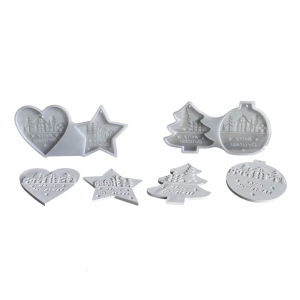 2 Piece Silicone Mold Set For Holiday Ornament Resin Epoxy Crafts Christmas Tree Star Heart Pendant Mould