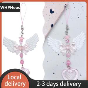 [COD] WHPHous Ship within 24 hours Lovely Wings Bow Heart Mobile Strap Phone Pendant Chain For Girls Women Fashion Sweet Keychain Bags Decorative Accessories Gifts