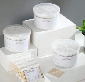 Hộp bông tăm 500 chiếc hai đầu tròn không sơ bông bông tăm hai đầu