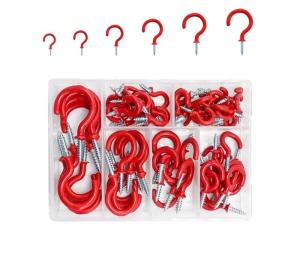 ตะขอกันน้ำพลาสติกหุ้มเหล็กสกรูชุดตะขอโลหะสำหรับแขวนกรอบตะกร้ากลางแจ้งปลอดภัย