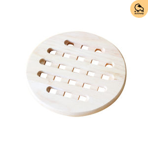 Dotsheep แผ่นรองร้อน แผ่นรองหม้อทอด แผ่นรองกันความร้อน ทรงรังผึ้ง  ขนาดเส้นผ่านศูนย์กลางประมาณ 20 ซม. หนา1.5 ซม.ไม้ยางพารา (408)
