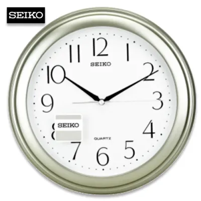 Velashop นาฬิกาแขวนผนังไซโก้ SEIKO ขอบพลาสติกสีบอร์นเขียว หน้าขาว ขนาด 12 นิ้ว รุ่น QXA327M QXA327