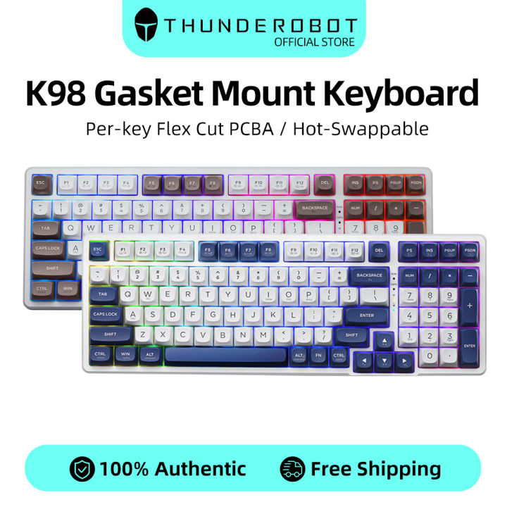 Thunderobot K98 Gasket Mount Mechanical Keyboard 98% layout Tri-Mode wired 2.4G Bluetooth Wireless Keyboard Hot Swapping RGB Backlit Gaming Keyboard