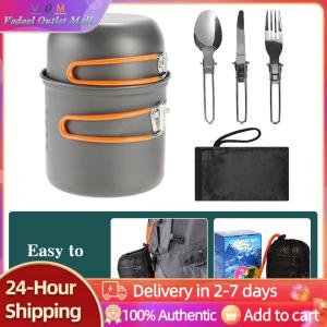 【Outlet】 Camping Cooking Set Aluminum Alloy BBQ Cooking Cutlery for Camping 1-2 Persons