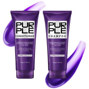 Purple Shampoo and Conditioner Set for Blonde Silver Brown Bleached Highlighted Hair Color ed Hair Enhance Blonde Tones Repair Damaged Hair Adds Stronger Shine Hydration 2 x 5.29 oz