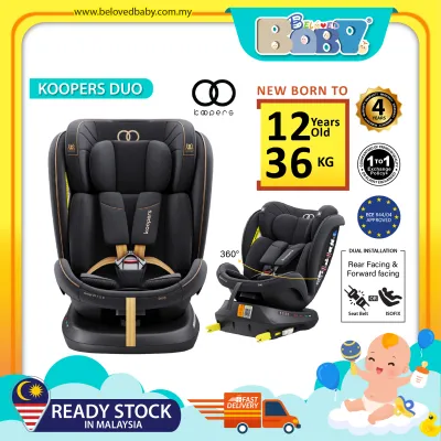 Koopers Duo 360° Spin Convertible Car Seat - 0-36kg (2 Way Installtion Seat Belt & Isofix)