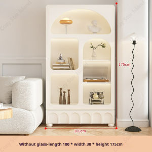 Cream Style Bookshelf With Glass Door Light Luxury Bookcase Shelves High-end Display Cabinet