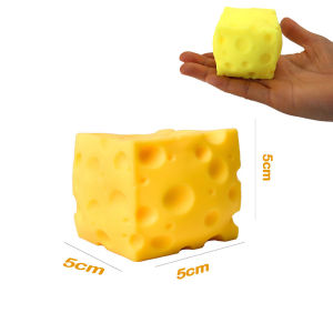 (Ship in 12H) KEBETEME 3pcs Square Cheese Squishy Toys Slow Rebound Push Stress Relief Sensory Toys Cheese Stress Balls Fidget Toys for Children Adult
