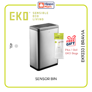 EKO Dustbin | Bravia | EK9233 | 45L | Trash Bin | Waste Bin | Stainless Steel | Sensor Bin | Large Capacity | High Quality