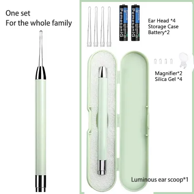 Ear Cleaning Tools Silicone Baby Ear Cleaner Flash light Earwax Removal Kit Ear LED Spoon Kids/Adult Ear Care Cleaner with Battery