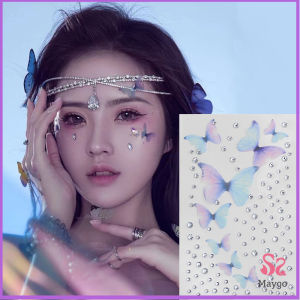 DIY สติกเกอร์คริสตัล เพชรติดหน้า ผีเสื้อติดหน้า รูปผีเสื้อ 3D Butterfly Sticker