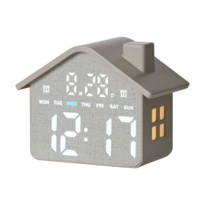 REGISTR Voice Control LED Digital Alarm Clock Date Display Week Display Electronic Table Clock Simple Design 12/24H Format House Shaped Clock Bedside Decoration