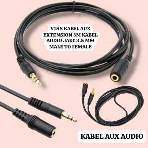 V188 ORI KABEL 3M AUX EXTENSION SAMBUNG AUDIO 3.5MM PERPANJANGAN 3 METER AUDIO PANJANG MALE TO FEMAL