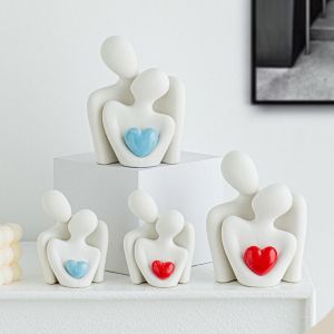 DGFDF Ceramic Couples Embrace Statue Creative Abstract People Love Sculpture Art Decorations Handicraft Miniatures Figurine Wine Cabinet Entrances
