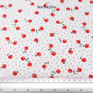 ผ้าคอตต้อนทีซี Cotton TC ลายบลูเบอร์รี่ สตรอเบอร์รี่ เชอร์รี่ หน้ากว้าง 45 นิ้ว ผ้าเมตร ผ้าหลา