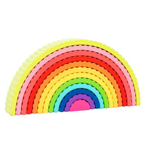 Wooden Rainbow Stacking Toy Arch Bridge Rainbow Building Blocks STEM Montessori Educational Learning Toy