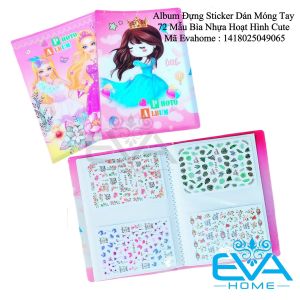 Sổ Album Ảnh Lưu Trữ Sticker / Sổ Đựng Sticker Dán Móng Tay 72 Mẫu / 18 Trang Hoa Tiết Hoạt Hình Cute