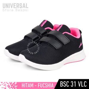 Sepatu Sekolah Anak Perempuan TK SD Kelas 1 2 3 4 5 Usia 6 7 8 9 10 11 Tahun Ando BSC 31 Perekat Tempel Hitam Fusia