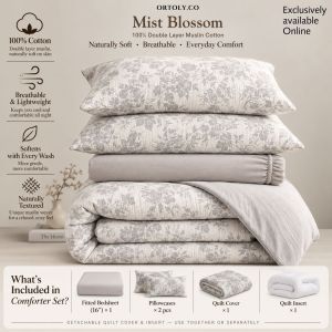 🇲🇾 𝗥𝗘𝗔𝗗𝗬 𝗦𝗧𝗢𝗖𝗞 𝟮𝟰𝗵𝗼𝘂𝗿𝘀🚚MIST BLOSSOM 1200TC 40CM | Pure Cotton Bedsheets Set Flora Series