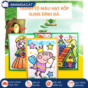 Tranh tô màu Hạt Xốp Bọt Xốp Slime cho bé - Tranh thủ công hạt Xốp đính đá
