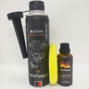 MAXCLEAN - SENFINECO 9997 300ml VỆ SINH HỆ THỐNG NHIÊN LIỆU VÀ BUỒNG ĐỐT VÀ CHAI AZ-PLASTIC 50ml LÀM MỚI NHỰA ĐEN (MaxClean Fuel system cleaner 9997 300ml and AZ-plastic 50ml)