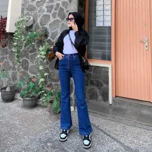 Celana Jeans Cutbray Highwaist Wanita Kekinian