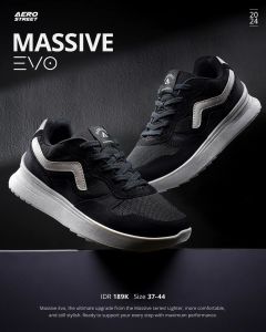 Aerostreet 37-44 Massive Evo Natural Hitam Emas - Sepatu Sneakers Casual