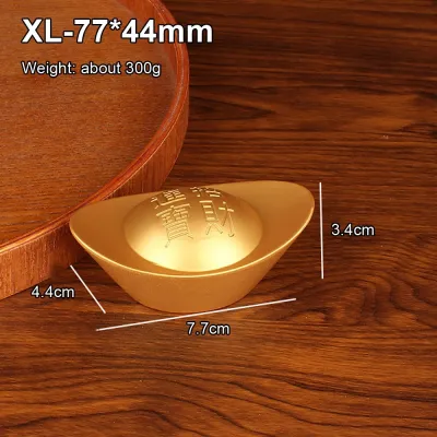 JIYAN2866 1Pcs Solid Brass Ingot Retro Chinese Style Gold Yuanbao Feng Shui Ornament Desktop Decoration Craft Prop