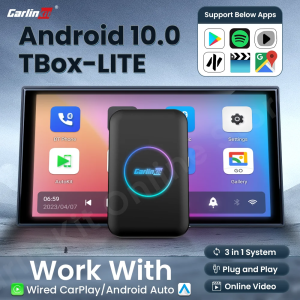 CarlinKit TBOX-Lite S Carplay Ai Box Android 9 Wireless Carplay ＆ Android Auto Adapter Wifi Network Support Online Netfix Youtube IPTV Spotify Dual Channel HDMI Output