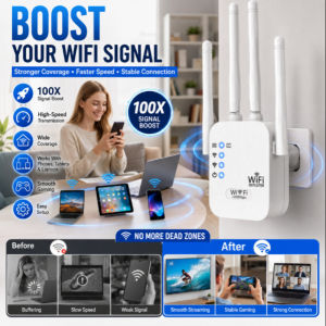 High Speed WiFi Range Extender Signal Booster Stable Connection WiFi Repeater Dual Band Antennas Home Network Enhancer