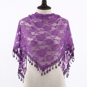 Vintage Sun Protection Lace Scarf with Tassel Korean Style Printed Wraps Hair Band Colorful Flower Triangle Headband Church