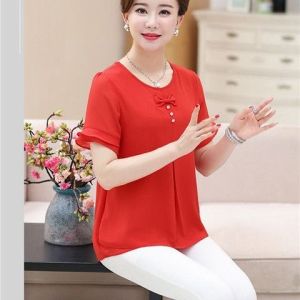 Chiffon T-shirt for Women New Summer Loose Casual Plus Size Shirt Short Sleeve T-shirt