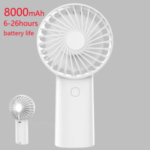 26H Battery Life（8000mAh）Portable Handheld Fan 3 Speeds Powerful Personal with Flahlight USB Rechargeable Fan