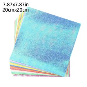 NOBLELYN 50 Sheets Gift Stationery Supplies Mixed Shining Color Glittering Origami Paper Scrapbooking Decoration Square Folding Papers DIY Accessories