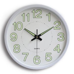 Jam Dinding Bulat Glow in The Dark 30cm - Black White / Jam Dinding Aesthetic / Jam Dinding Besar / Jam Dinding Minimalis / Jam Dinding Unik / Jam Dinding Analog / Jam Dinding Estetik