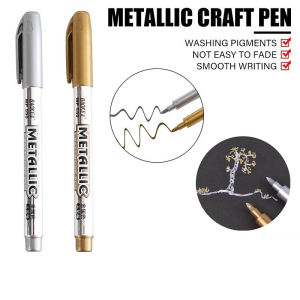2pcs Metallic Pen Eco-friendly Drawing Pen Waterproof Permanent Paint Marker Pen Painting Pens for Office School Handmade Craft
