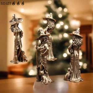 ZZ🔥🔥🔥 1ชิ้นรูปปั้นพ่อมดที่สวยงามแบบย้อนยุครูปปั้นทองเหลืองรูปปั้นแม่มดขนาดเล็กรูปปั้นตกแต่งเดสก์ท็อปงานฝีมือของตกแต่งบ้าน