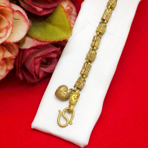 สร้อยข้อมืองานดิบทองเหลืองลายปล้องห้อยจี้หัวใจ ความยาว 7 นิ้ว งานดิบไม่ได้ชุบ ทองเหลืองโบราณ คลาสสิค ใส่ได้ทุกโอกาส พร้อมส่ง