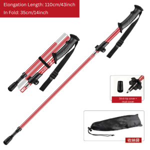 Foldable Telescopic Trekking Pole – Tri-Fold Carbon Walking Stick & Hiking Cane for Seniors | Lightweight Crutch for Outdoor Support