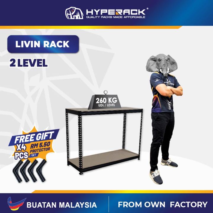 🐘 HYPERACK™️ Livin Rack Adjustable 2 Tier Metal Boltless Rack Rak Besi ...