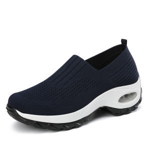 [Free Shipping] New Breathable Slip-On Mesh Athletic Shoes For Moms Featuring A Casual Thick-Soled Design For Added Height And A Rocking Effect