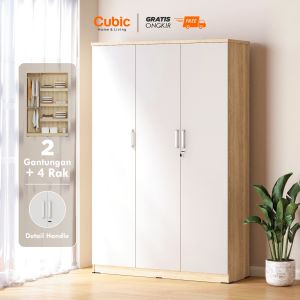 Cubic Lemari Pakaian Minimalis / Wardrobe Baju 3 Pintu / LUNA LP 3P