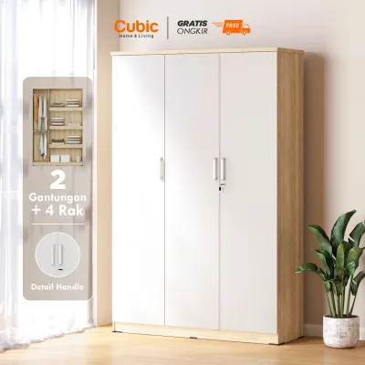 Cubic Lemari Pakaian Minimalis / Wardrobe Baju 3 Pintu / LUNA LP 3P