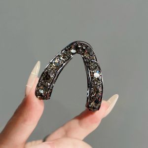 Kẹp tóc đuôi ngựa kim loại hình chữ V đính hạt lấp lánh hiện đại thời trang cho nữ K25