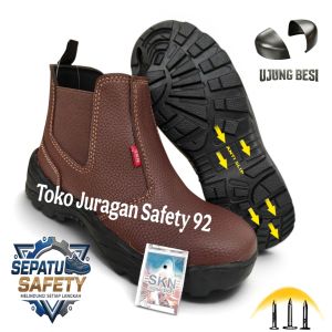 Sepatu Safety Pria Wanita Ujung Besi Pelindung Kaki Proyek Perbaikan Tol Pabrik Lapangan Pertamina Operator Wirtgen Pria Wanita Murah Sol Karet Anti Slip Kulit Buatan Skn Shoes Boot