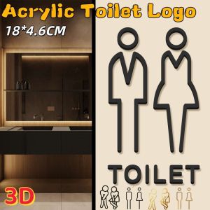 Acrylic Toilet Sign 3d Wall Sticker Self Adhesive Waterproof Restroom Door Label Hotel Office Home Decor