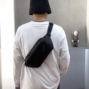 HAOSHUAI New Mens Casual Outdoor Travel Water Resistant Nylon Chest Waist  Bag